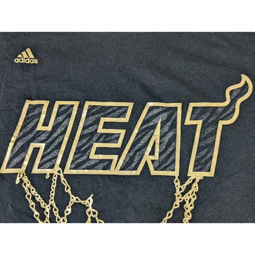 MIAMI‎ HEAT GOLDEN NET Men XL Black ADDISAS GO-TO TEE T-Shirt